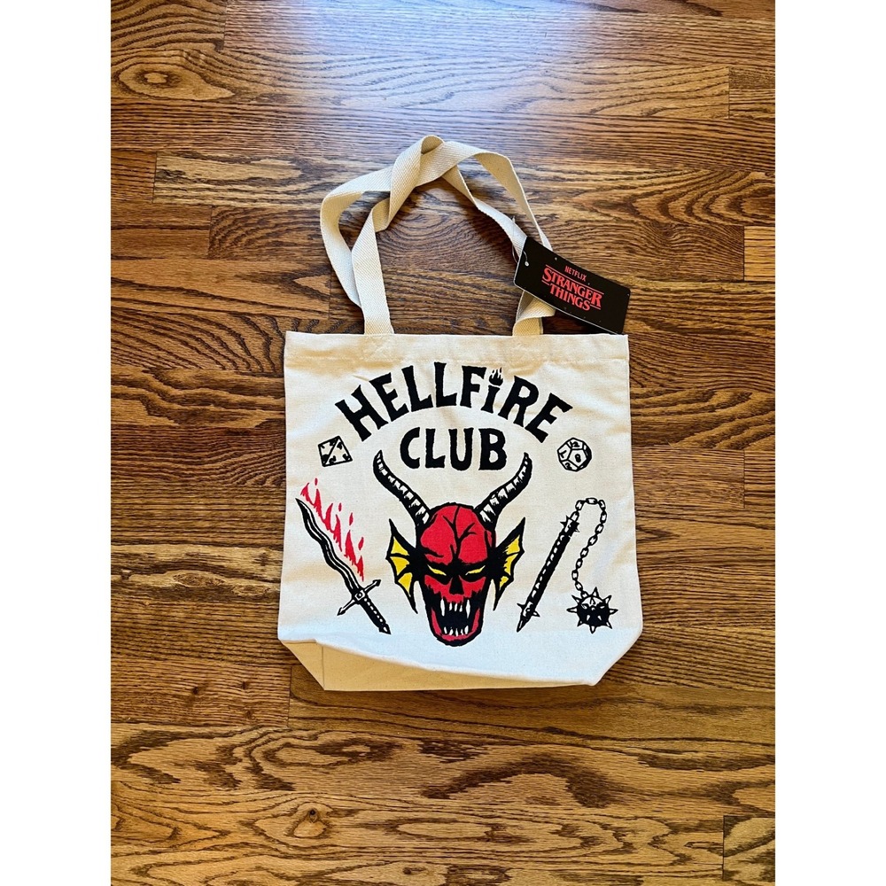 Netflix Cream Hellfire Club Stranger Things Canvas Tote Bag Unisex NWT OS